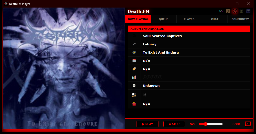 Death.FM Tray player window